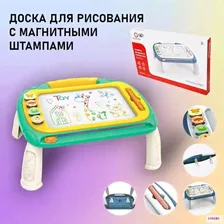 Детская доска (планшет) Пиши-стирай для рисования с магнитными штампами Sobebear (на ножках)